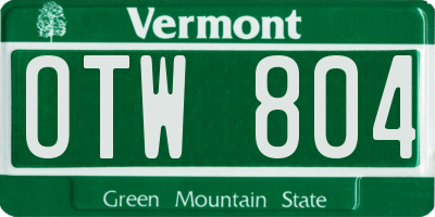 VT license plate OTW804