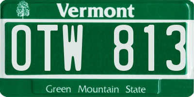 VT license plate OTW813