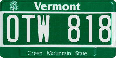 VT license plate OTW818
