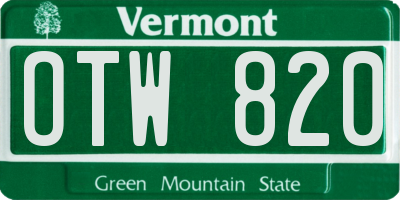 VT license plate OTW820