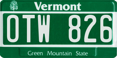 VT license plate OTW826