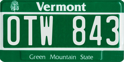 VT license plate OTW843