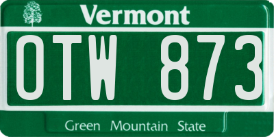 VT license plate OTW873