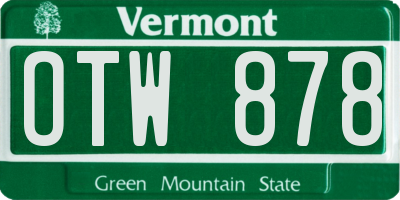 VT license plate OTW878