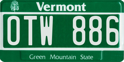 VT license plate OTW886