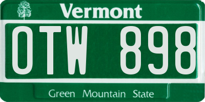 VT license plate OTW898