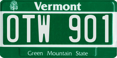 VT license plate OTW901