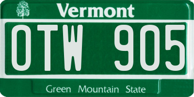 VT license plate OTW905