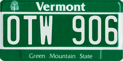VT license plate OTW906