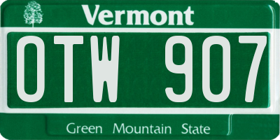 VT license plate OTW907