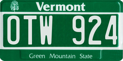 VT license plate OTW924