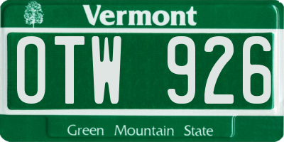 VT license plate OTW926