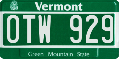 VT license plate OTW929