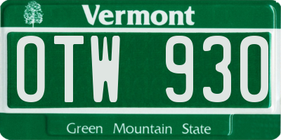 VT license plate OTW930
