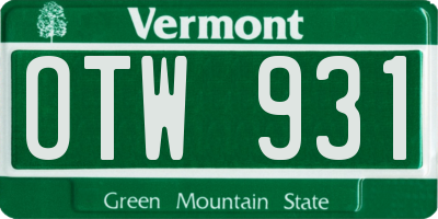 VT license plate OTW931