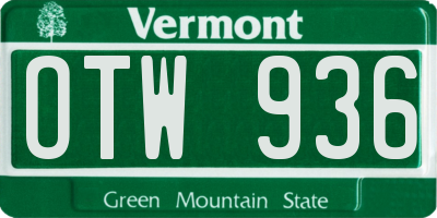 VT license plate OTW936
