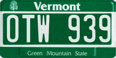 VT license plate OTW939