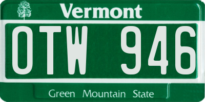 VT license plate OTW946