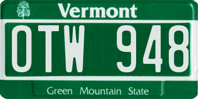 VT license plate OTW948