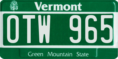 VT license plate OTW965