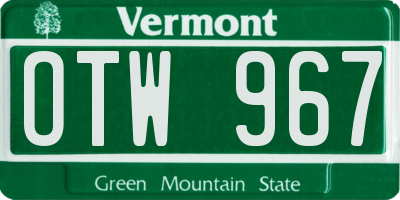 VT license plate OTW967