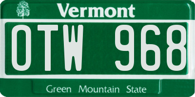 VT license plate OTW968