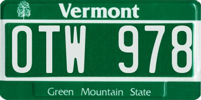 VT license plate OTW978