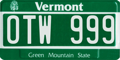 VT license plate OTW999