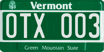 VT license plate OTX003