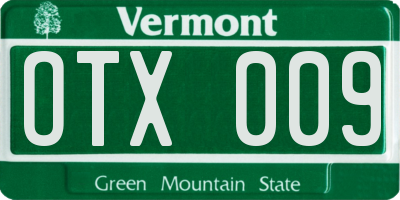 VT license plate OTX009