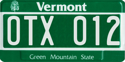 VT license plate OTX012