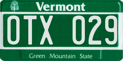 VT license plate OTX029