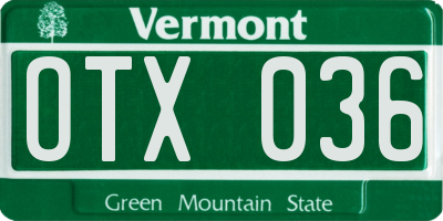 VT license plate OTX036