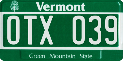 VT license plate OTX039
