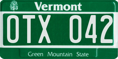 VT license plate OTX042