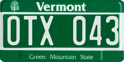 VT license plate OTX043