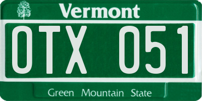 VT license plate OTX051