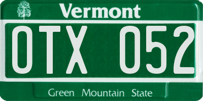 VT license plate OTX052