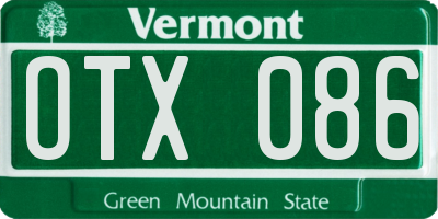 VT license plate OTX086