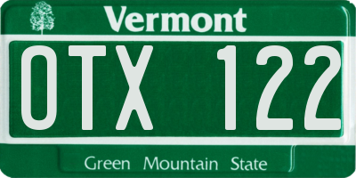 VT license plate OTX122