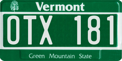 VT license plate OTX181