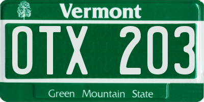 VT license plate OTX203