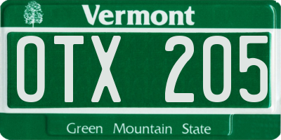 VT license plate OTX205