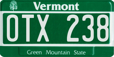 VT license plate OTX238