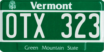 VT license plate OTX323