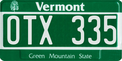 VT license plate OTX335