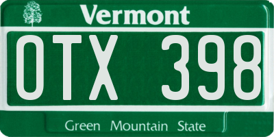 VT license plate OTX398