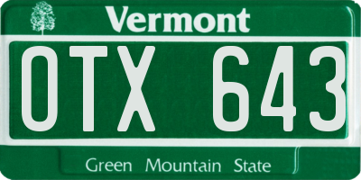 VT license plate OTX643