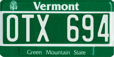 VT license plate OTX694