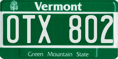 VT license plate OTX802